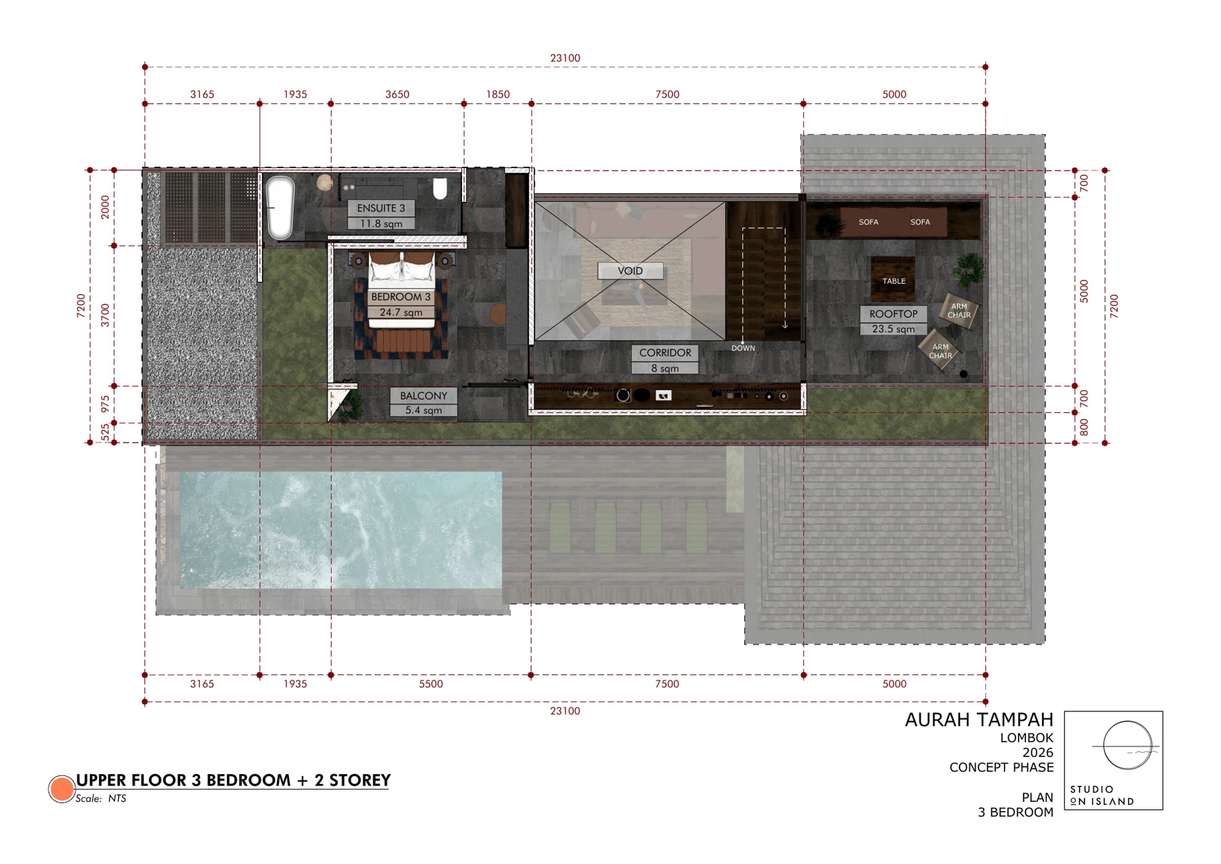 Three Bedroom Two-Storey Residence concept floor plan 2