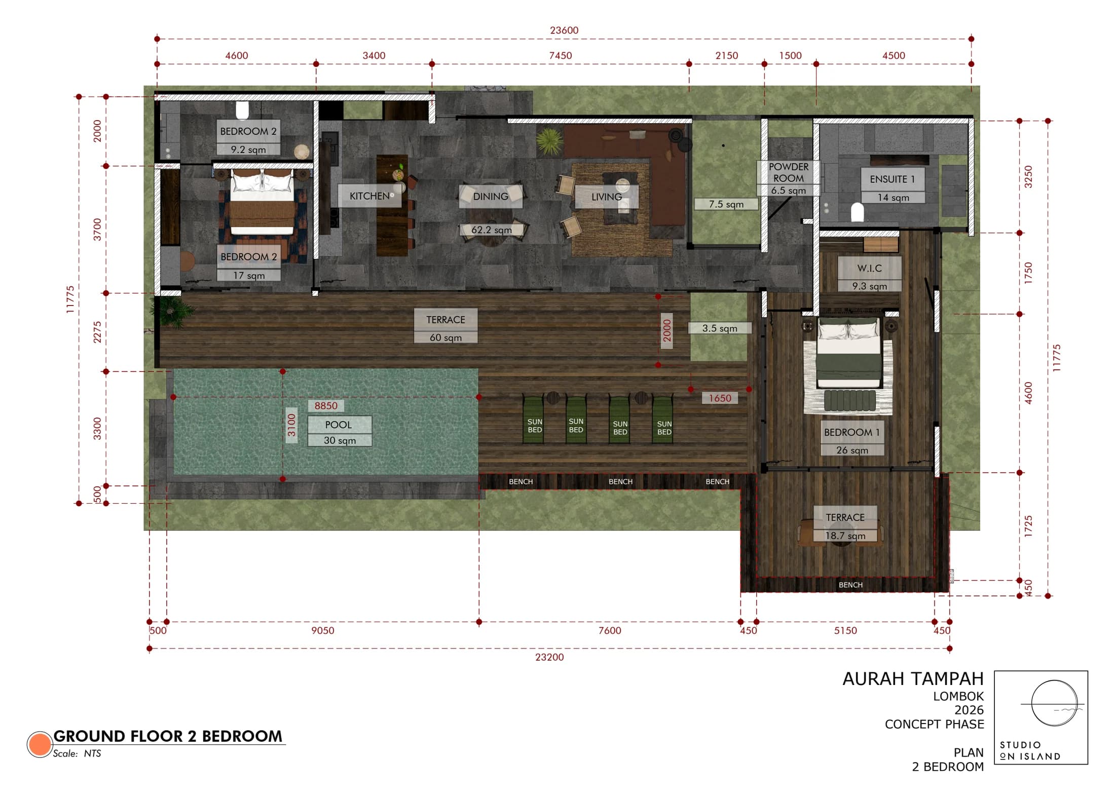 Two Bedroom Residence concept floor plan 1