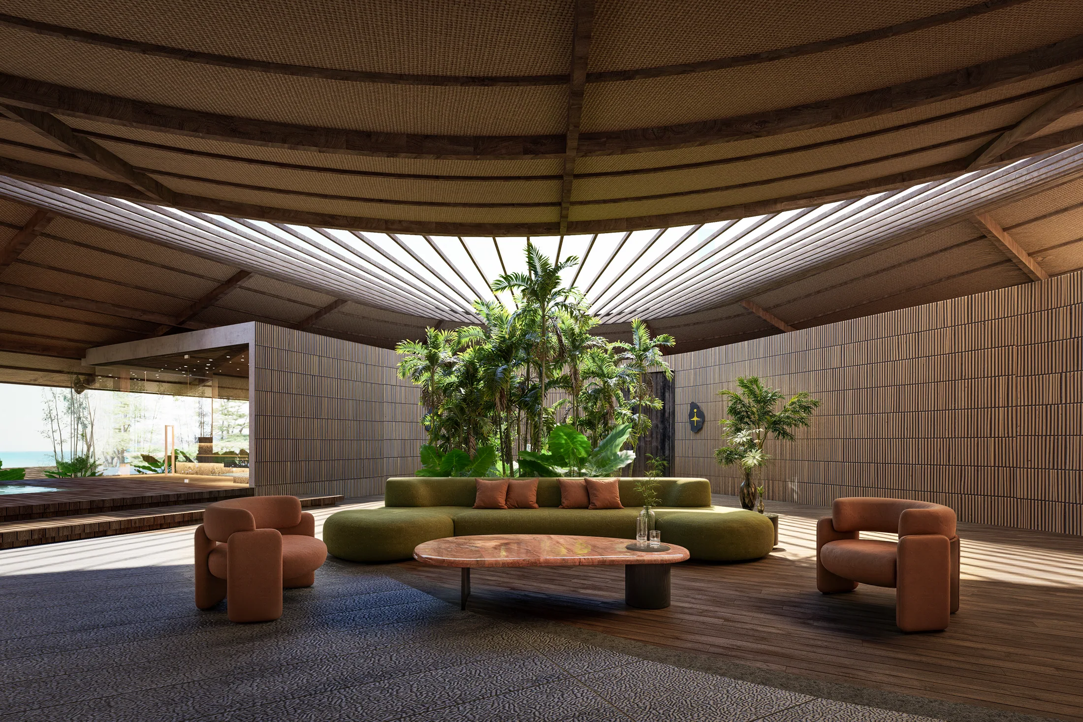 Arrival, lobby and wellness architectural render 5 at AURAH