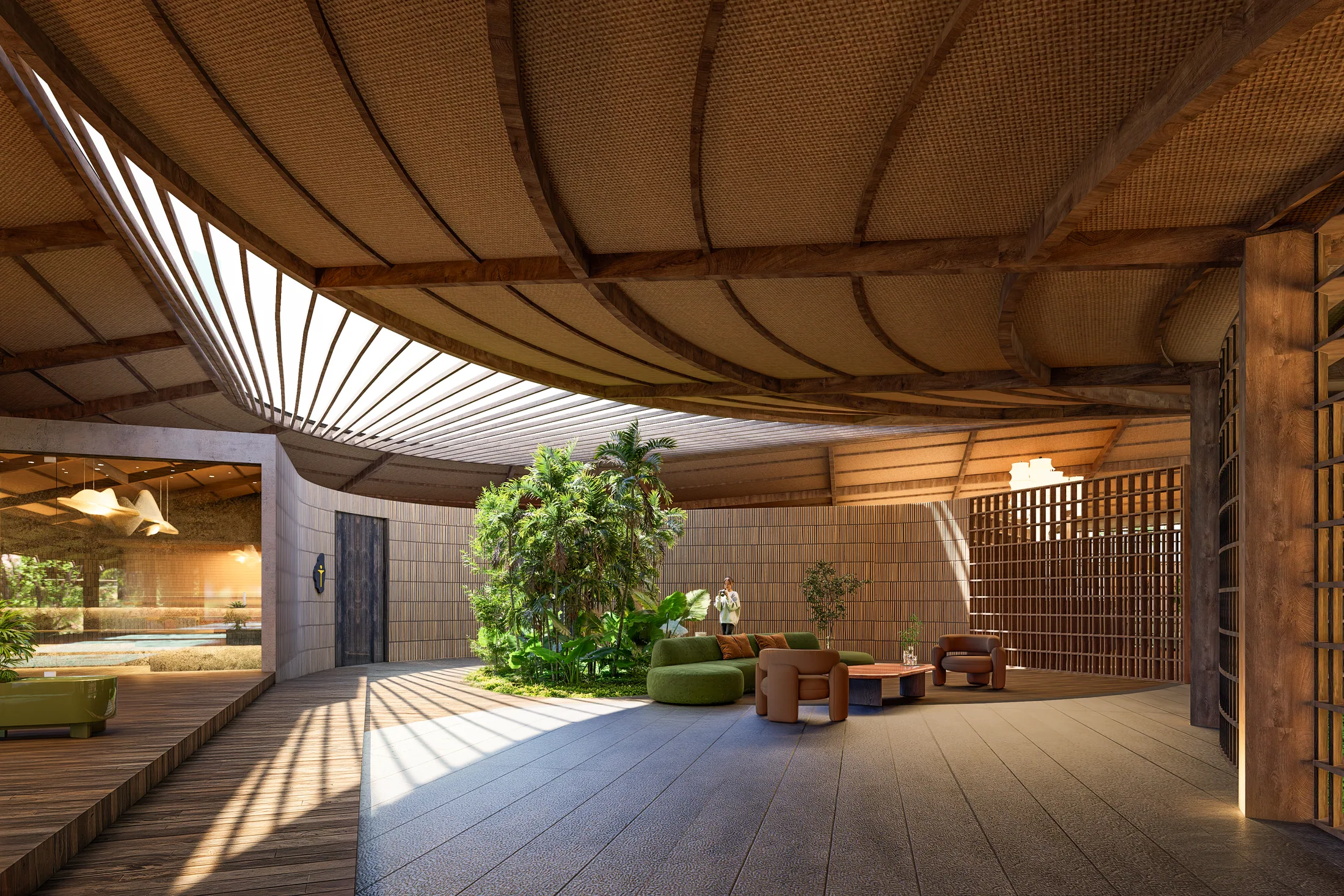 Arrival, lobby and wellness architectural render 7 at AURAH