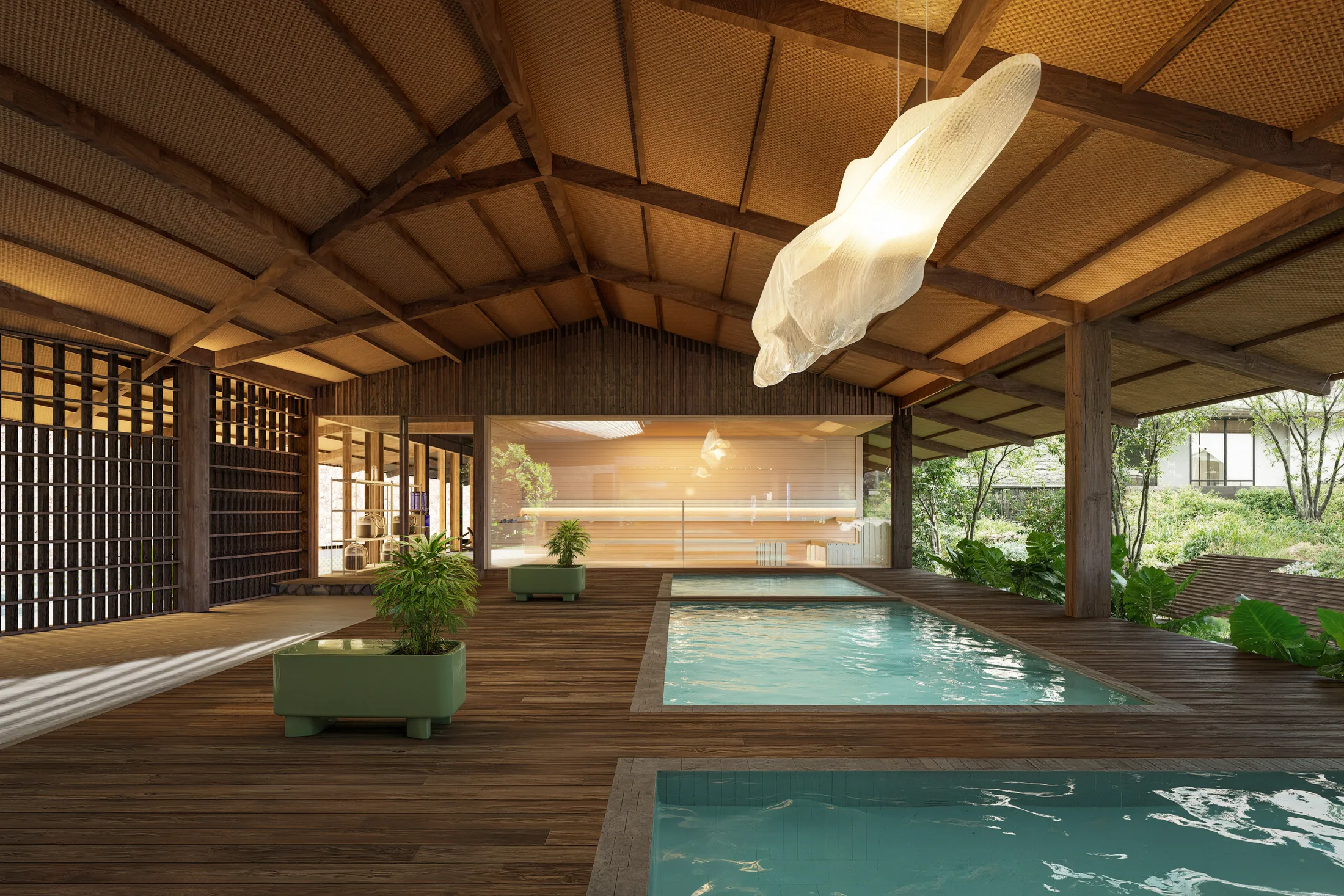 Arrival, lobby and wellness architectural render 8 at AURAH