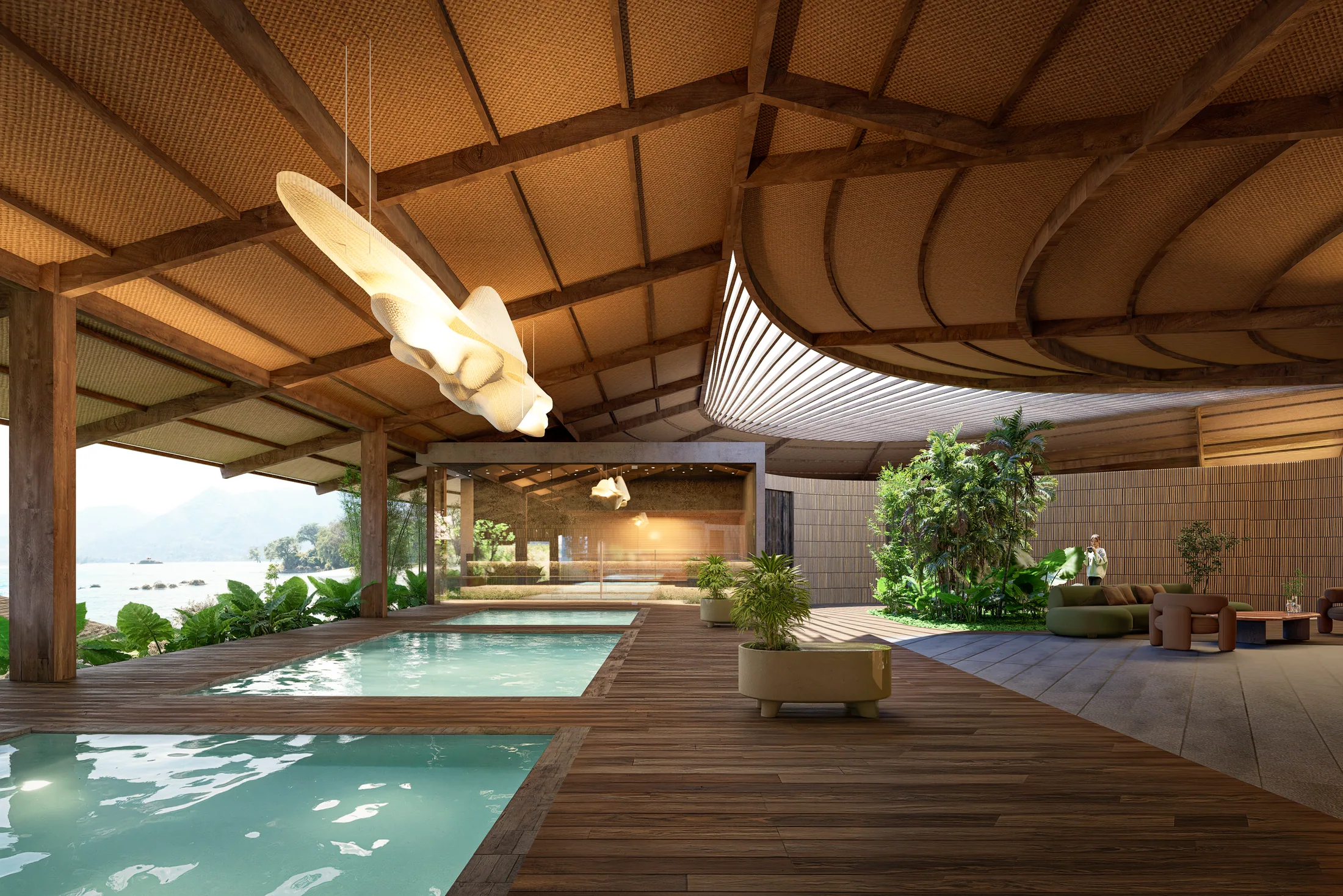 Arrival, lobby and wellness architectural render 9 at AURAH