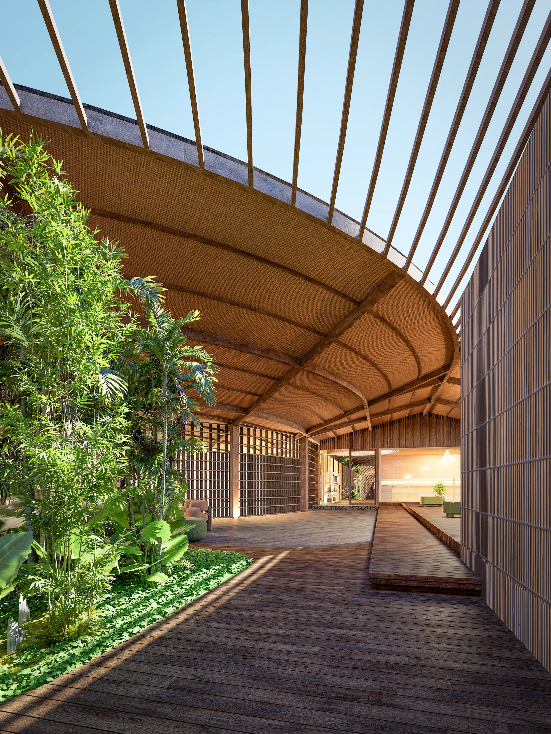 Arrival, lobby and wellness architectural render 11 at AURAH