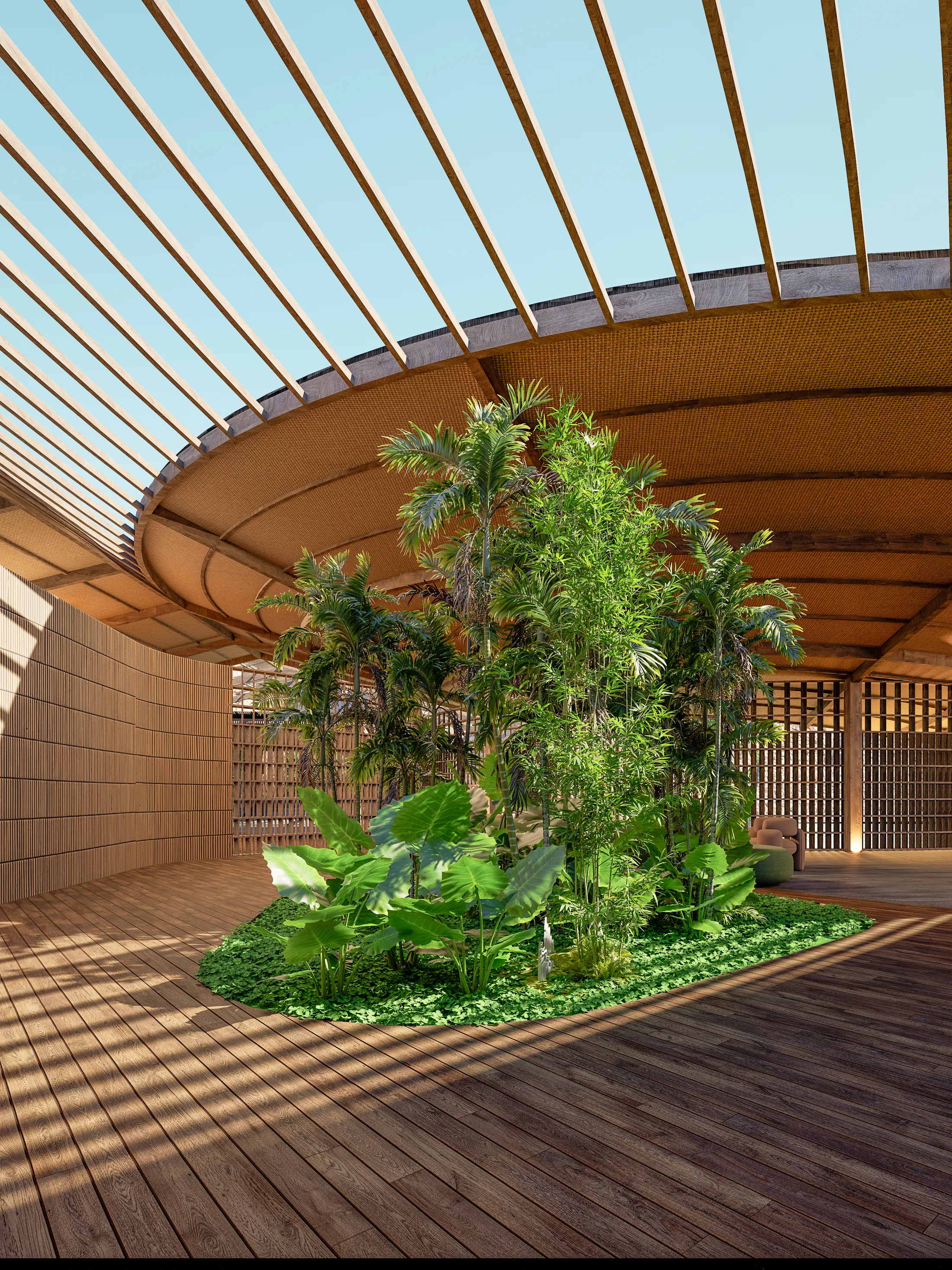Arrival, lobby and wellness architectural render 12 at AURAH