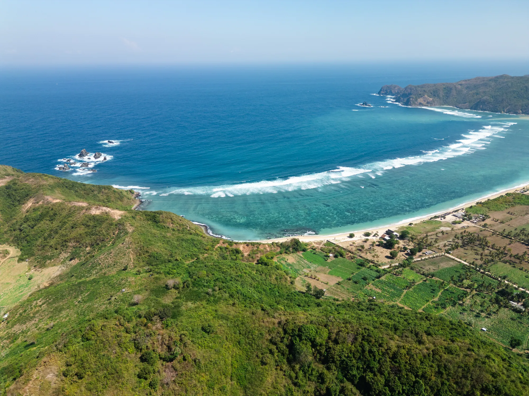 Aerial view 1 of Tampah Bay and the surrounding South Lombok coastline
