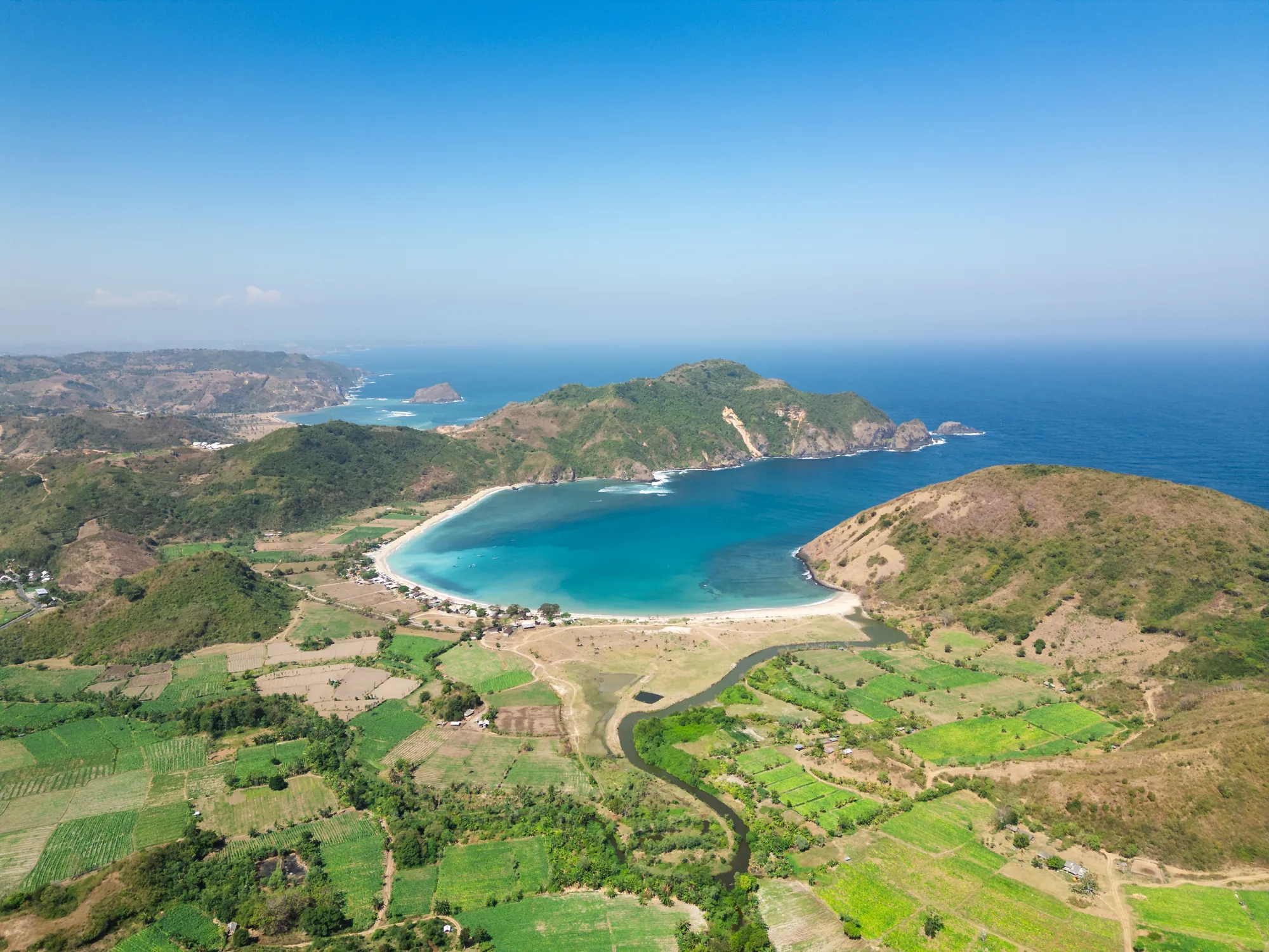 Aerial view 2 of Tampah Bay and the surrounding South Lombok coastline